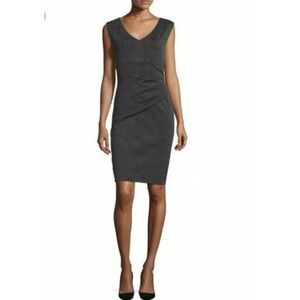 Diane Von Furstenberg BEVIN Ruched Knit Sheath Dress Striped Black Gray JT01 NWT